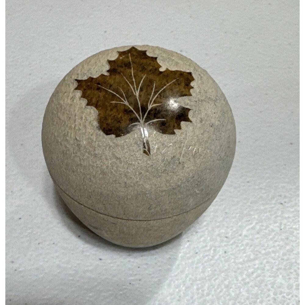 Canadian Maple Leaf Trinket Box Handcrafted Soapstone Small Collectable By Siku